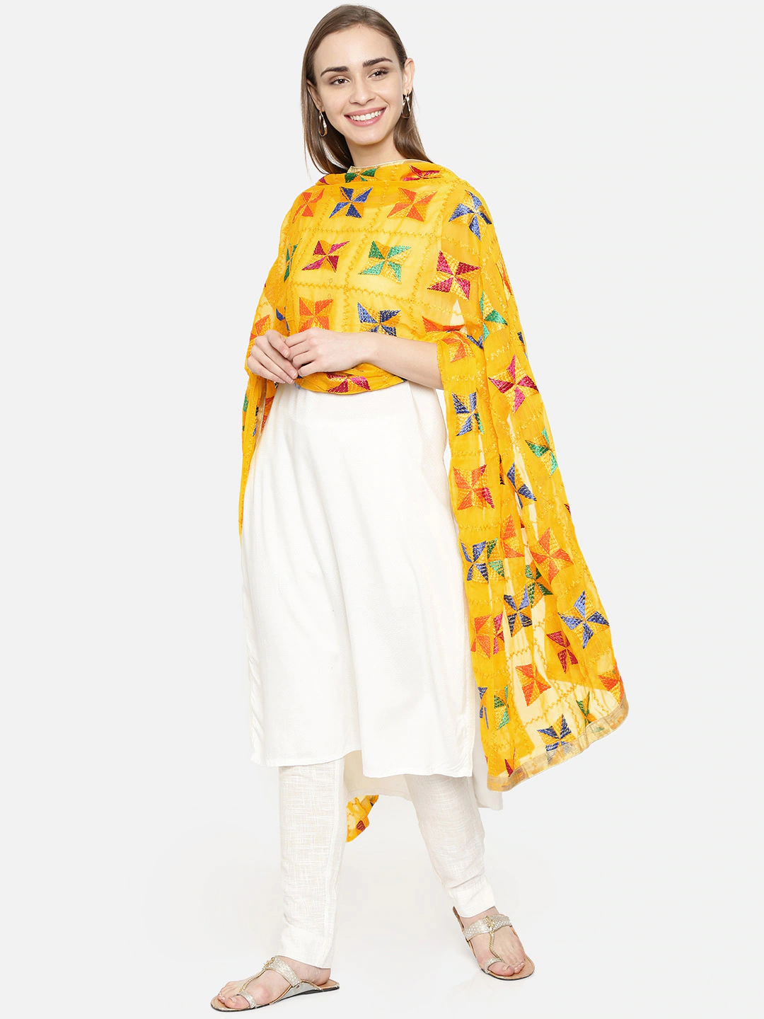 womens multicolor phulkari for casual wear