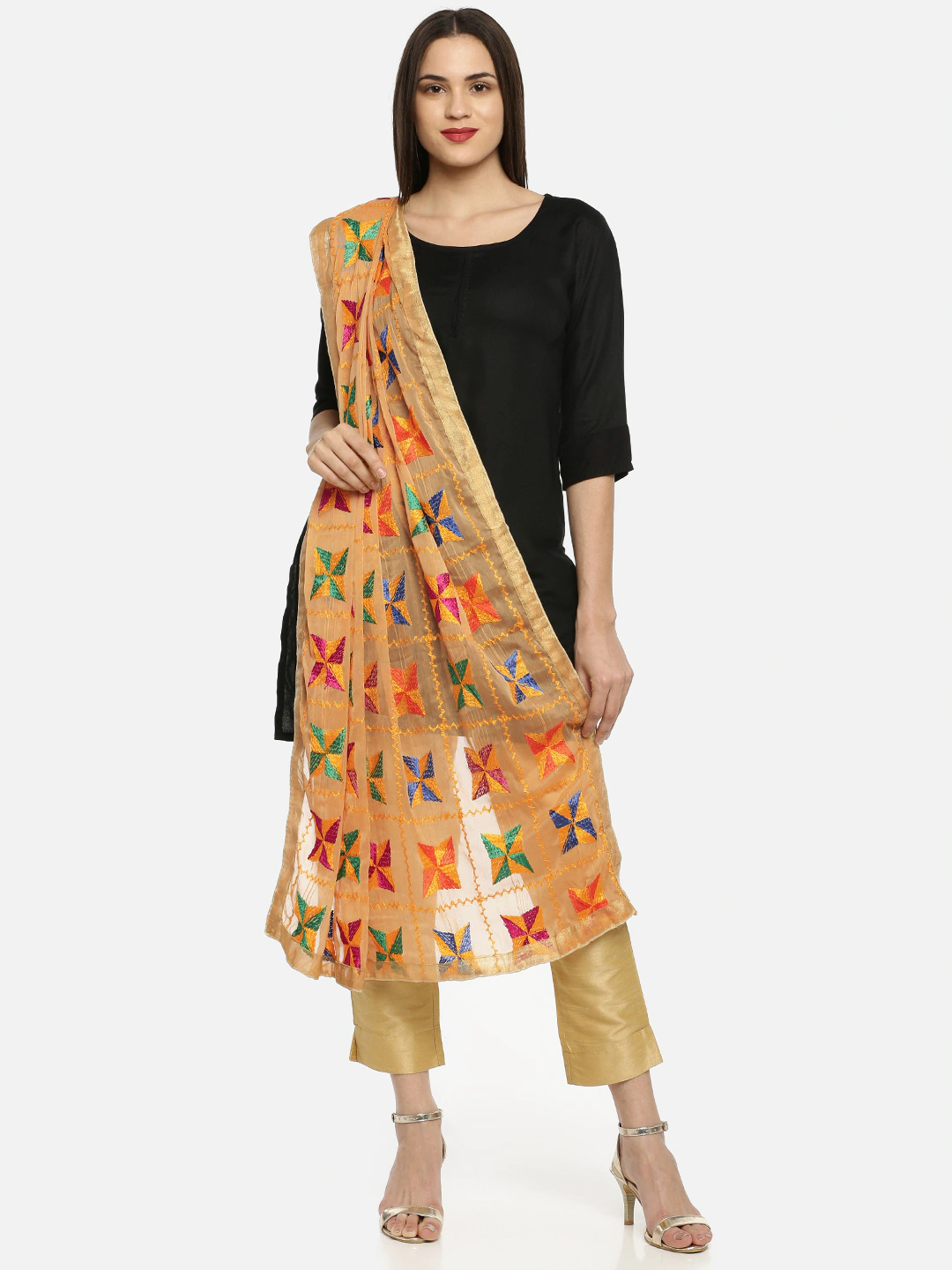 womens multicolor phulkari for casual wear