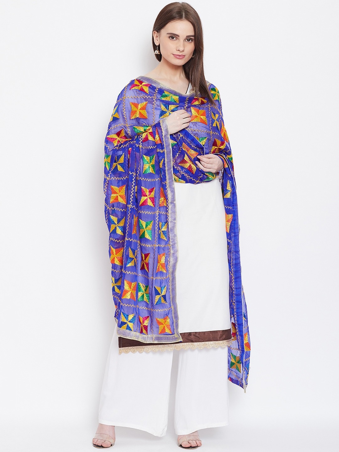 womens multicolor phulkari for casual wear