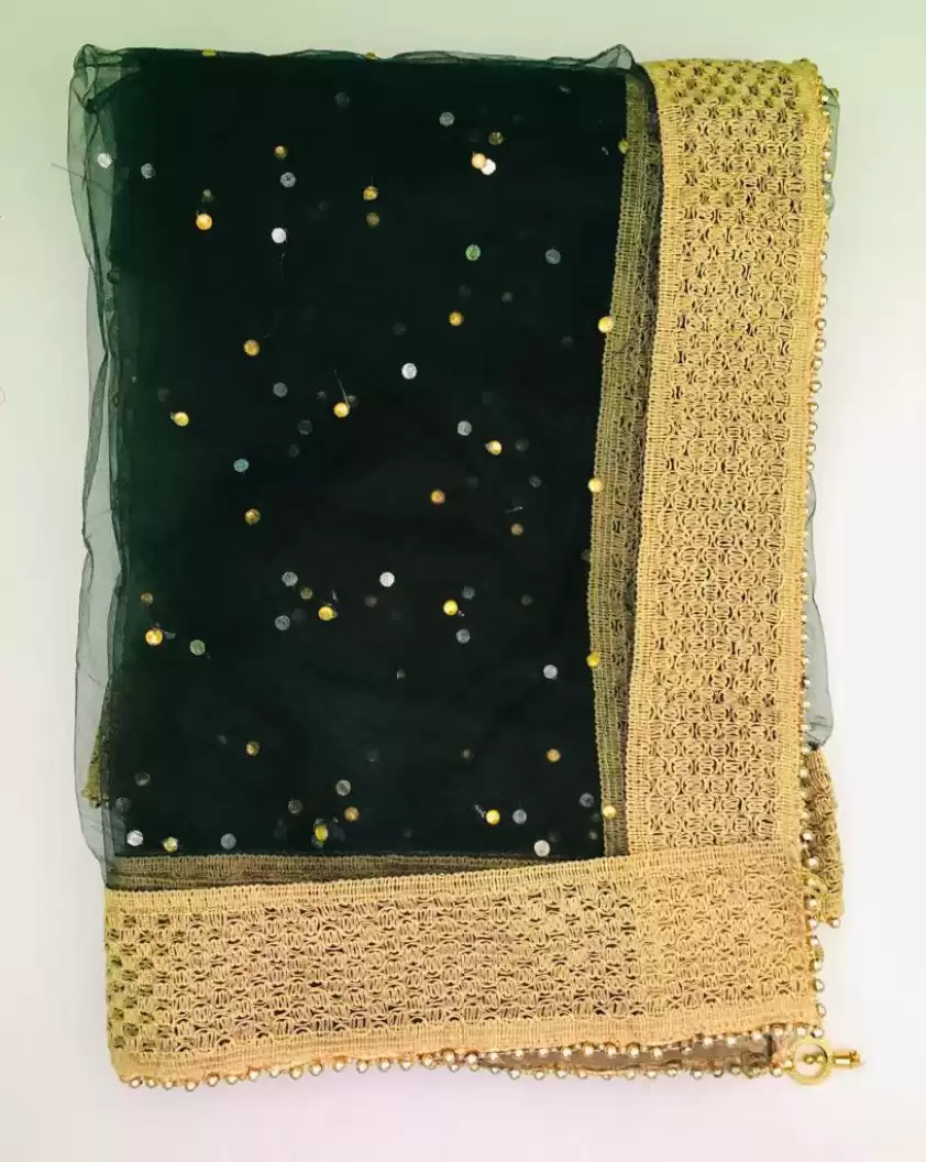 Net Embellished Women Dupatta With Golden Border (Colors Available)