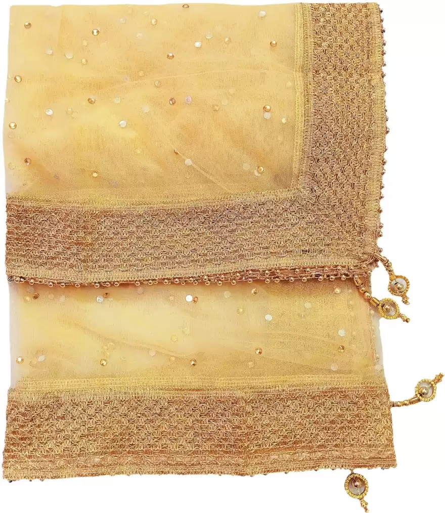 Net Embellished Women Dupatta With Golden Border (Colors Available)