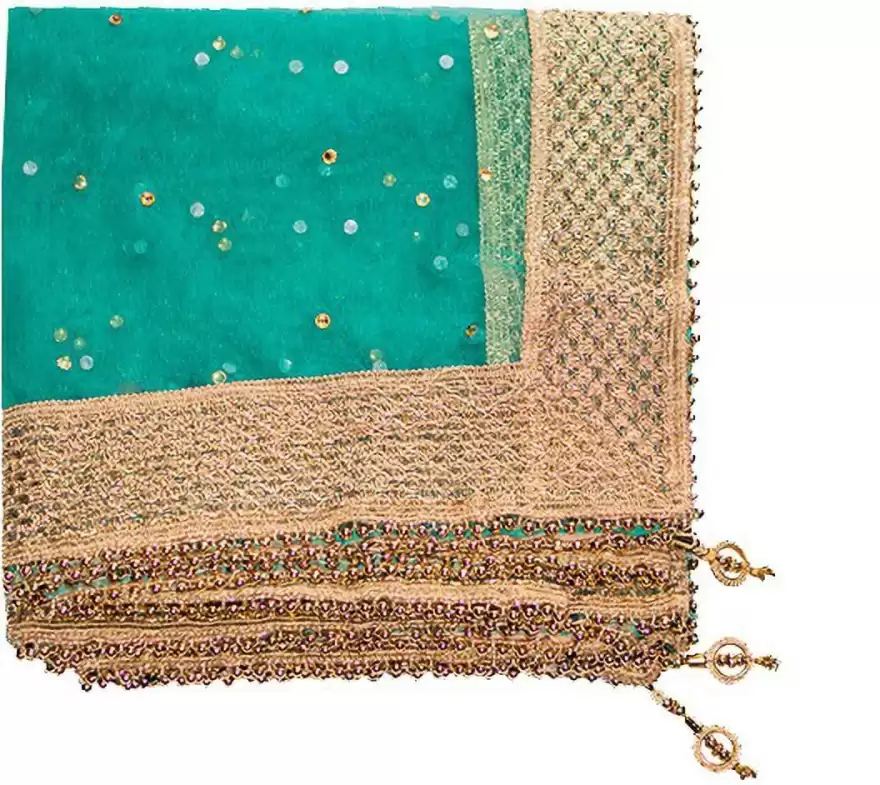 Net Embellished Women Dupatta With Golden Border (Colors Available)